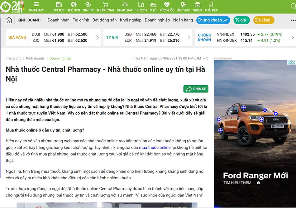 Báo 24h nói về Central Pharmacy