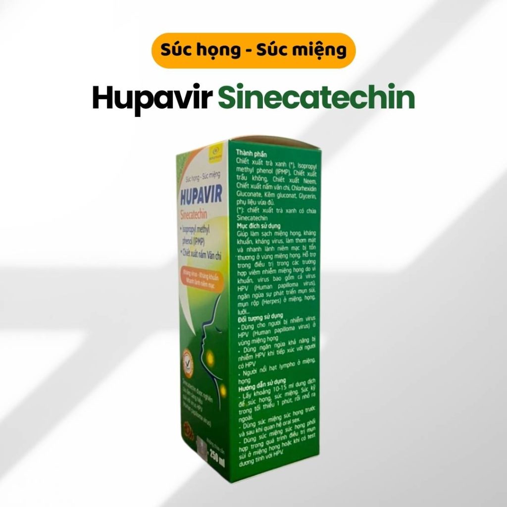 Dung dịch Súc họng - Súc miệng Hupavir Sinecatechin