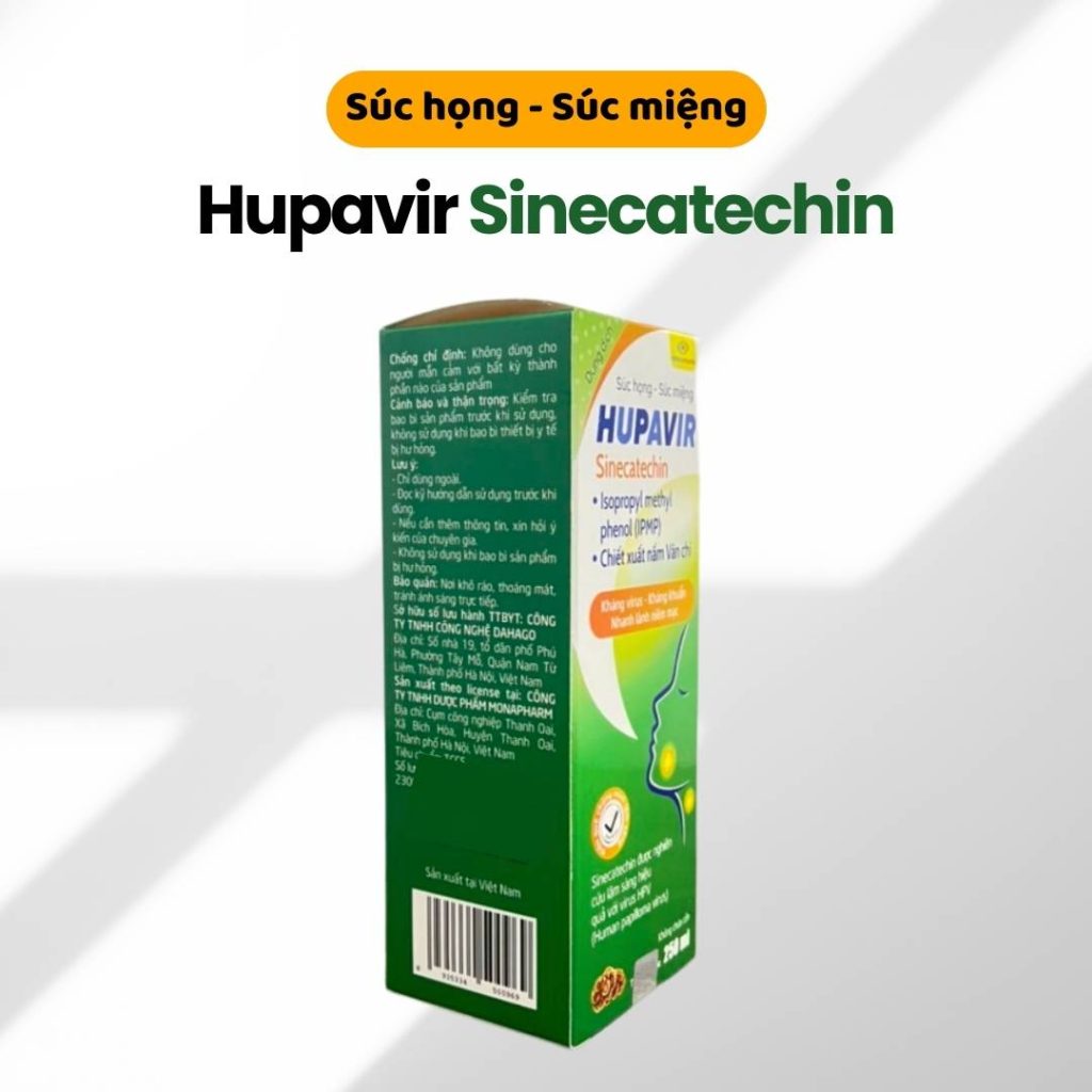 Dung dịch Súc họng - Súc miệng Hupavir Sinecatechin