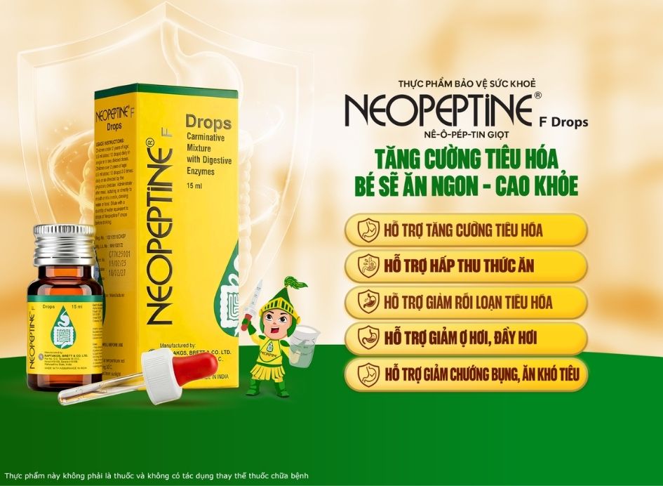 neopeptine f drops tăng cường tiêu hoá, bé sẽ ăn ngon, cao khoẻ