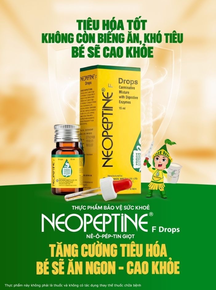 neopeptine f drops tăng cường tiêu hoá, bé sẽ ăn ngon, cao khoẻ